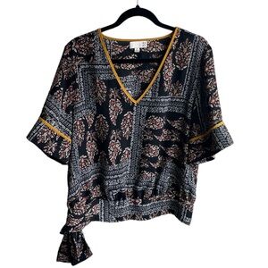 Ro & De Anthropologie Printed Blouse (Size XL)